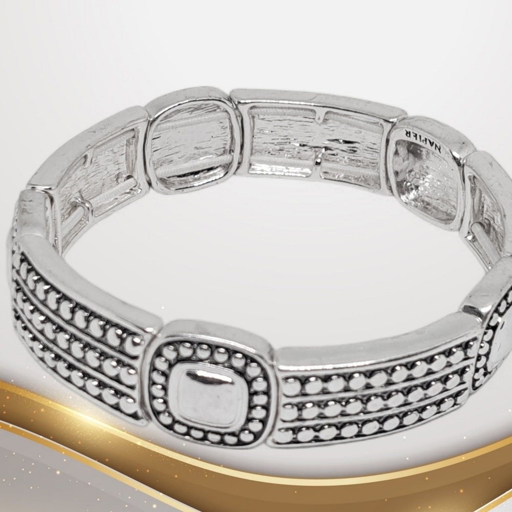 Napier ~ Silver Tone Stretch Slip-on Bracelet